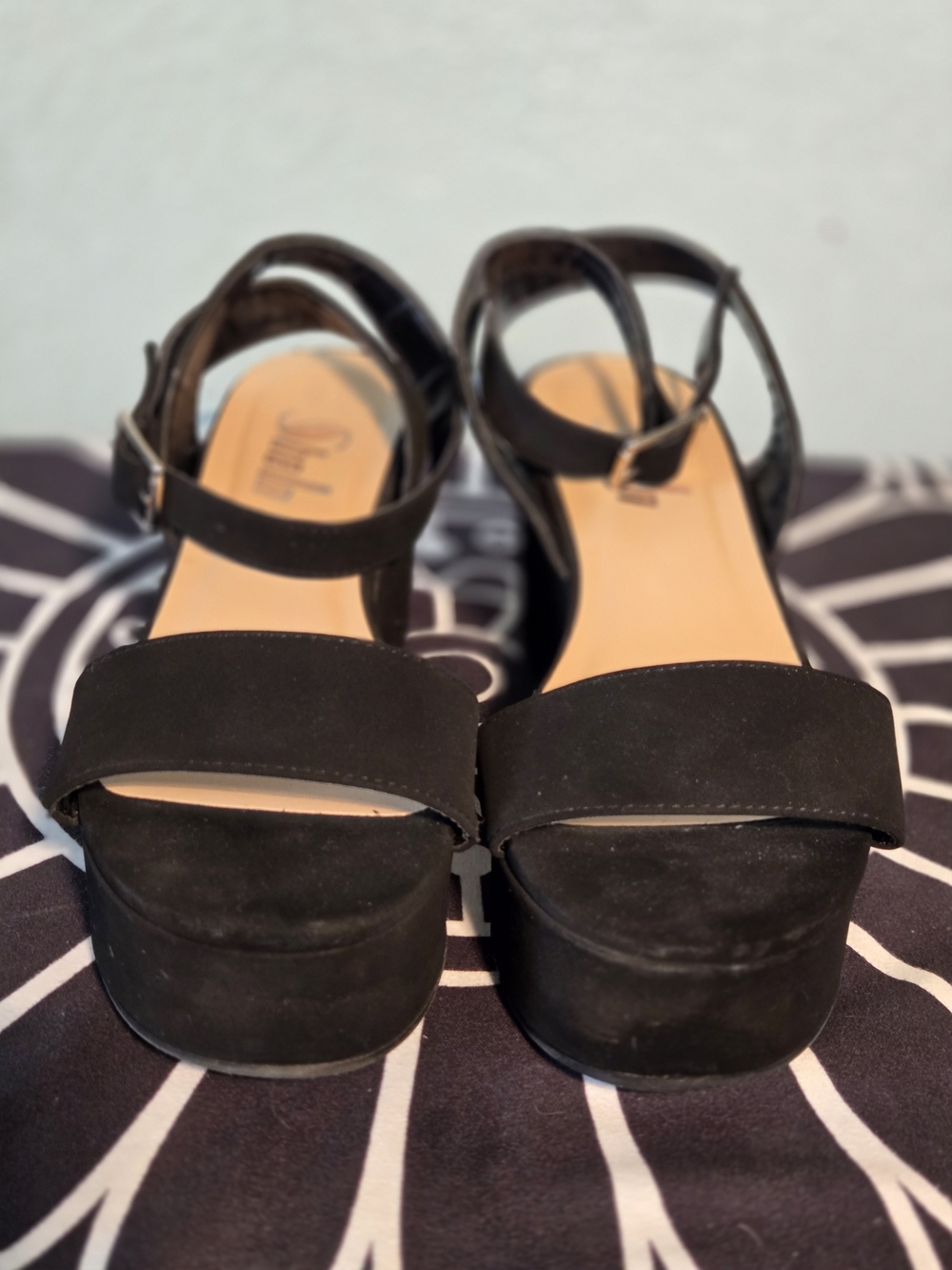 Platform Ankle-Strap Sandal in Black
